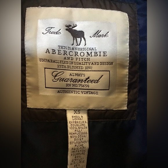 Abercrombie And Fitch Authentic Vintage Down Zip Up Jacket Size XS - Picture 2 of 10